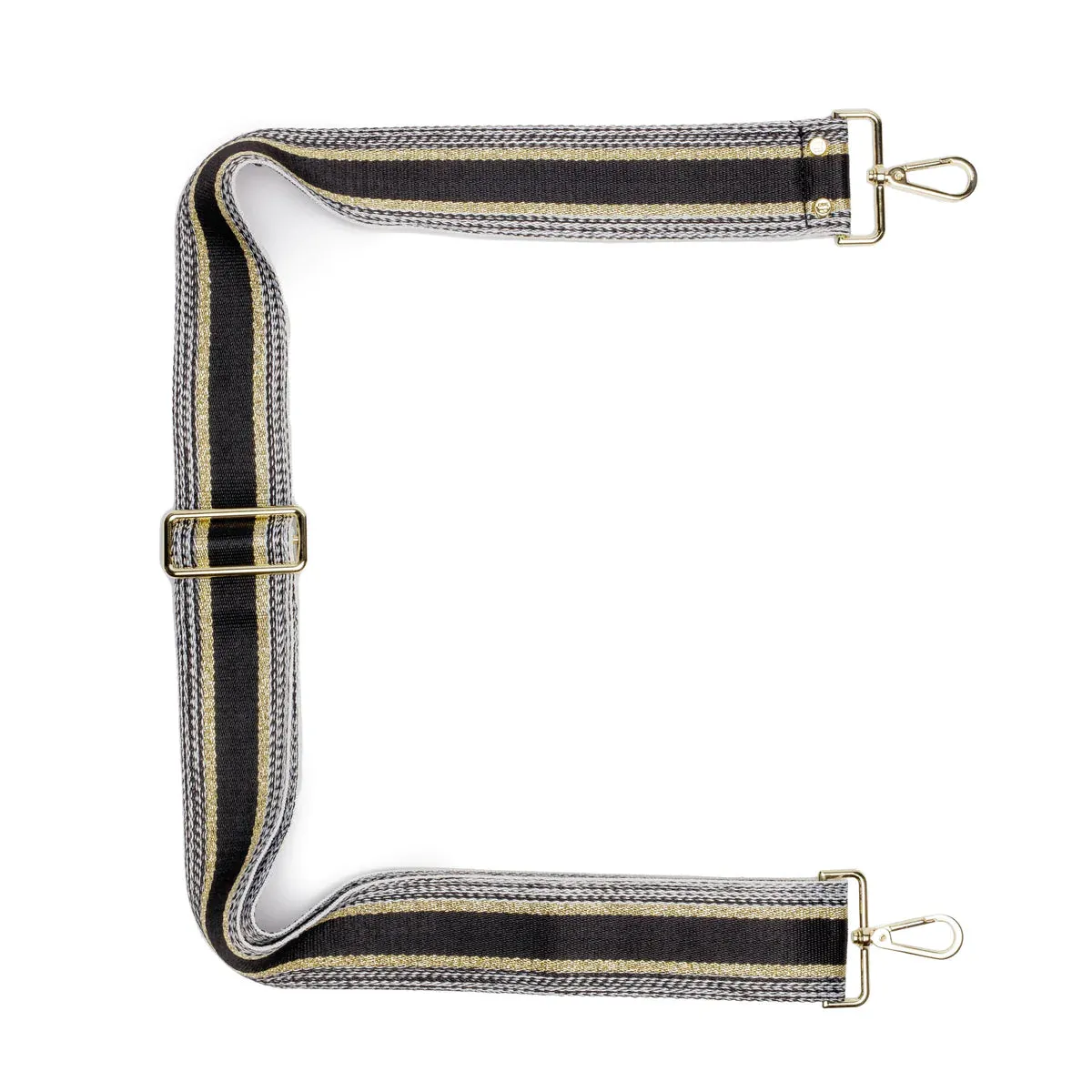 Elie Beaumont Crossbody Strap- Black/Gold Metallic