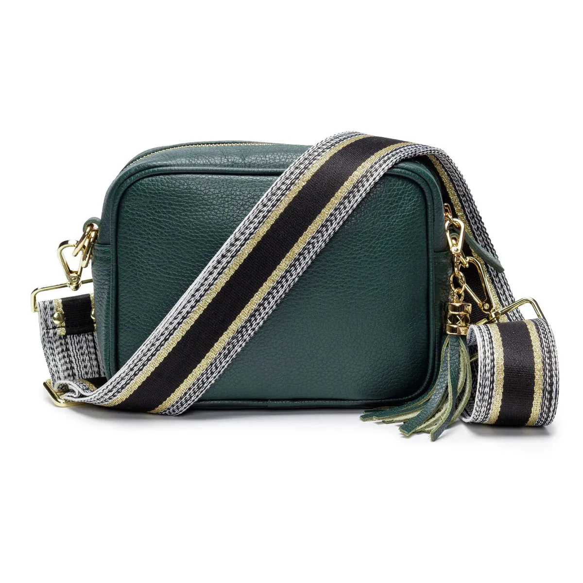 Elie Beaumont Crossbody Strap- Black/Gold Metallic
