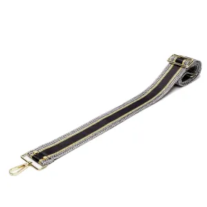 Elie Beaumont Crossbody Strap- Black/Gold Metallic