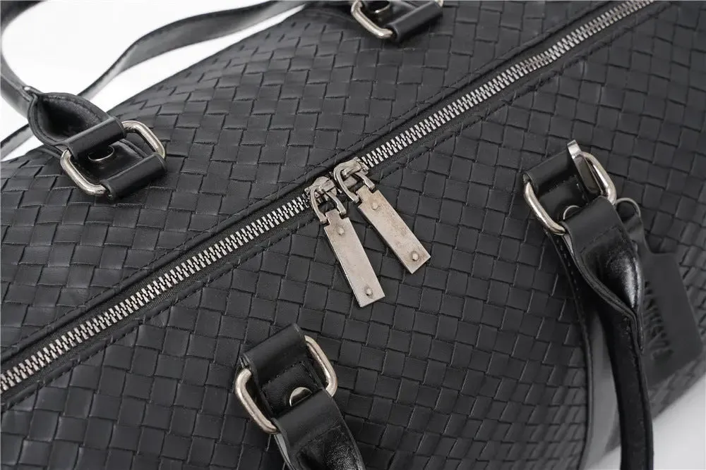 Embossed Braided Tote Shoulder Crossbody Travel Bag