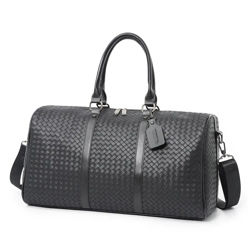 Embossed Braided Tote Shoulder Crossbody Travel Bag
