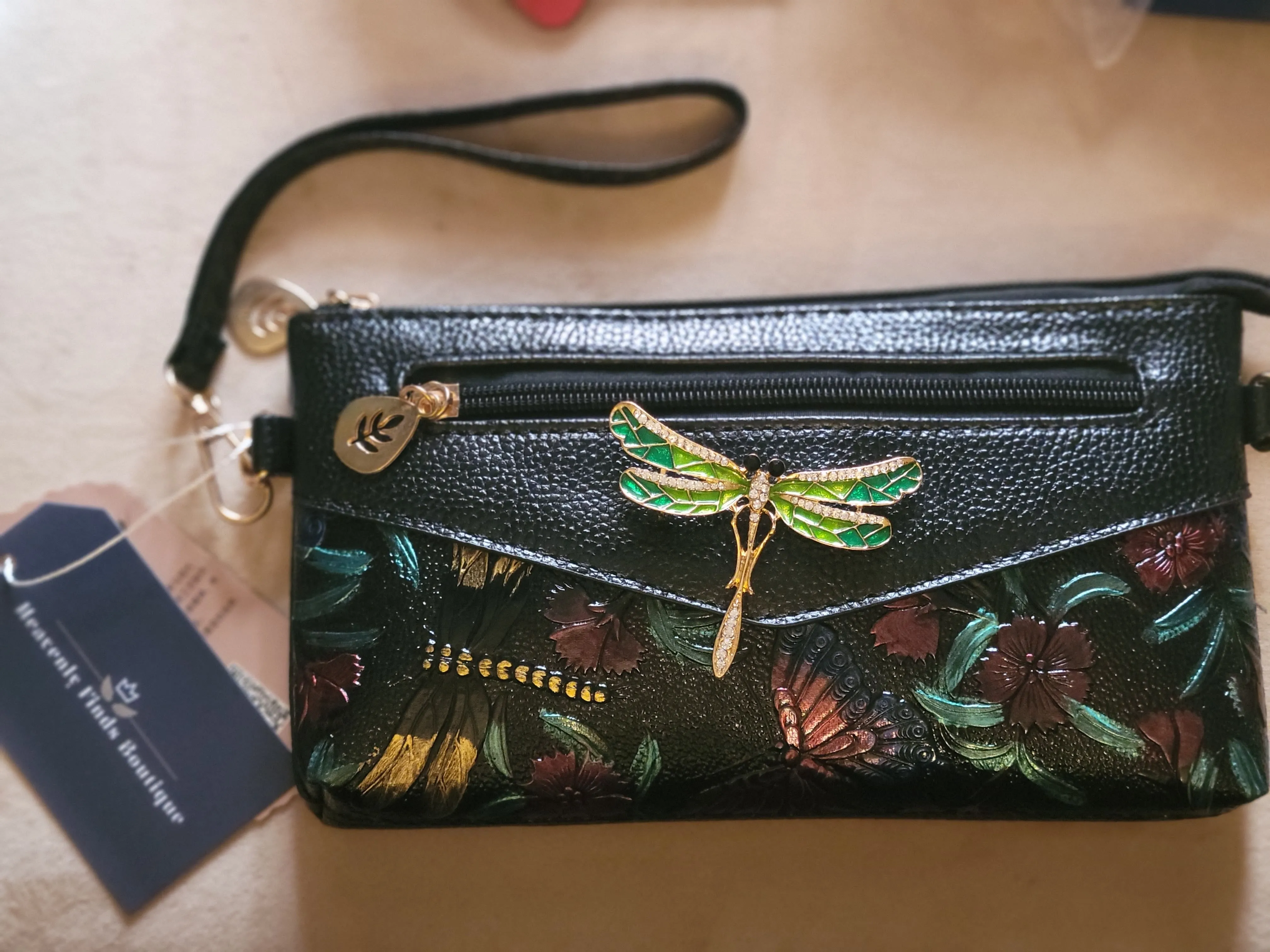 Embossed Faux Leather Crossbody Bag