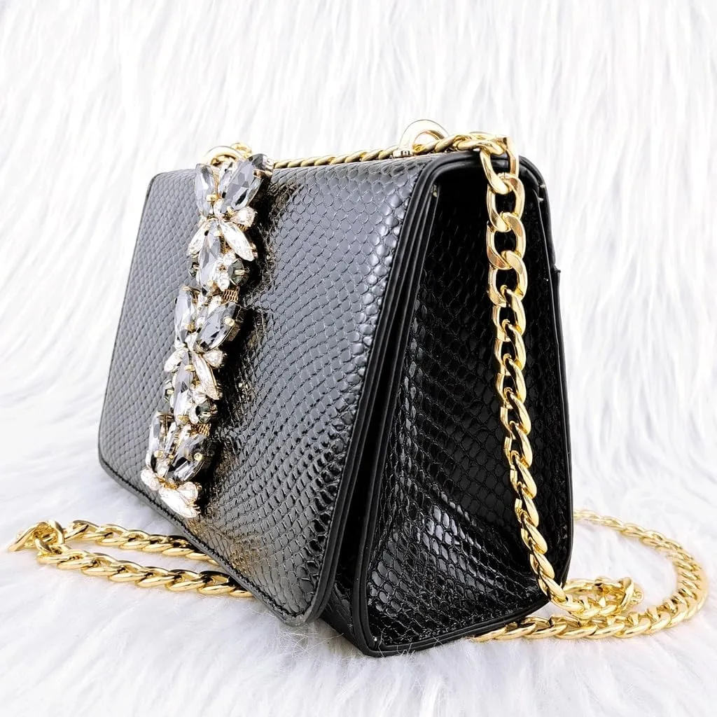 Embossed Varnish with Large Diamonds adorns Classic Noble Women's Shoes and Bag Sets(42)
