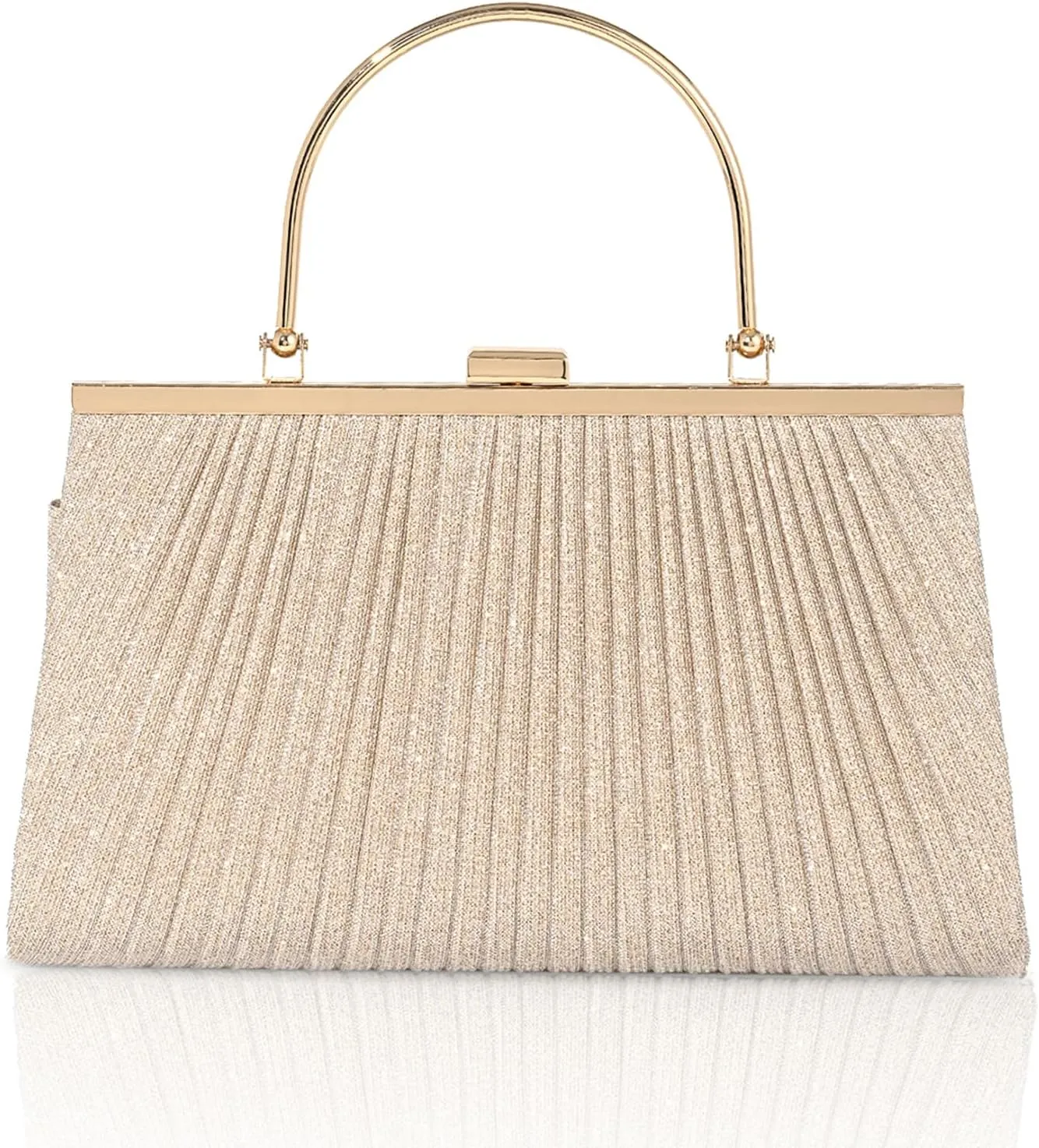 Evening Bag for Women Sparkly Handbag with Chain, Women's Shoulder Bag Pleated Clutch Purse for Wedding, Prom, Party