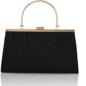 Evening Bag for Women Sparkly Handbag with Chain, Women's Shoulder Bag Pleated Clutch Purse for Wedding, Prom, Party