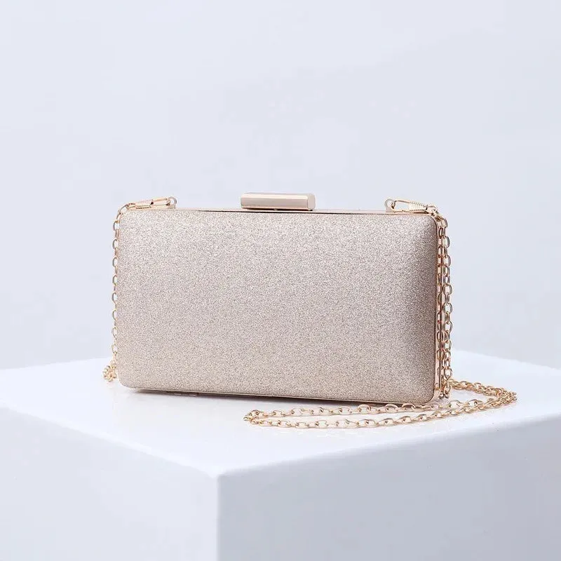 Evening Clutch Bag Women Bags Wedding Shiny Handbags Bridal Metal Bow