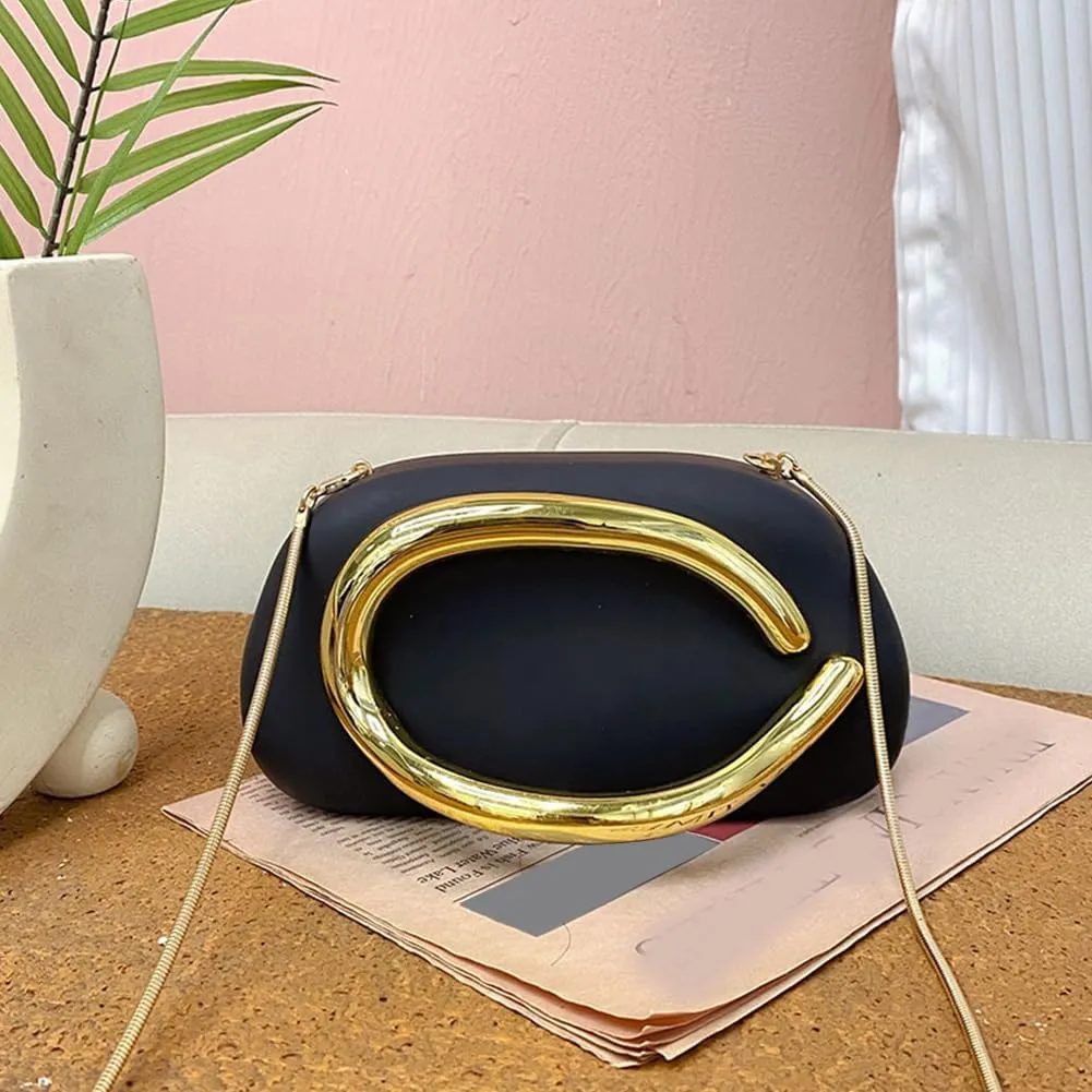 Evening Clutch Purses for Women Formal Unique Crossbody Purse Gold Closure Box Clutch Handbag Small Y2K Shoulder Bag