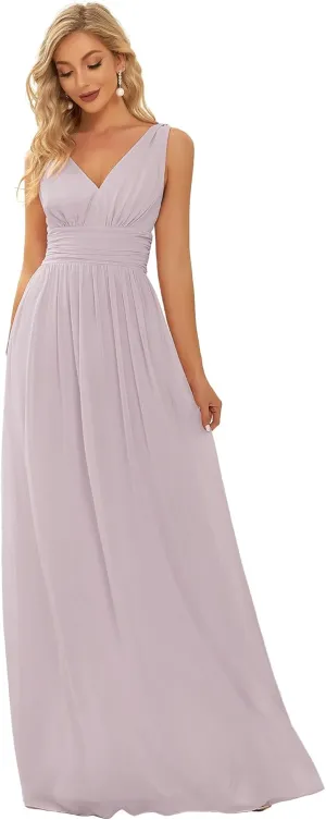 Ever-Pretty Womens Bridesmaid Dress V-Neck Sleeveless A Line Chiffon Floor Length Formal Dress 09016