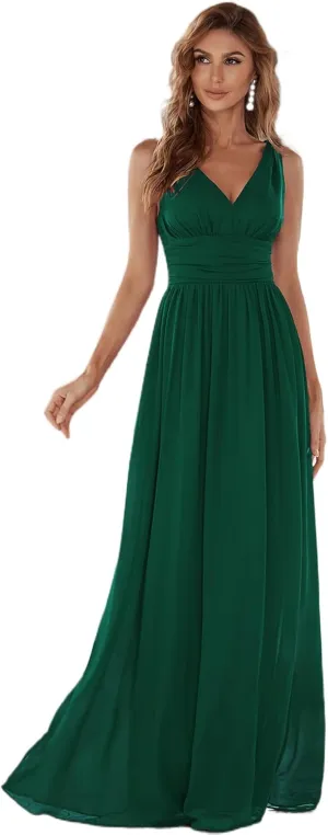 Ever-Pretty Womens Bridesmaid Dress V-Neck Sleeveless A Line Chiffon Floor Length Formal Dress 09016