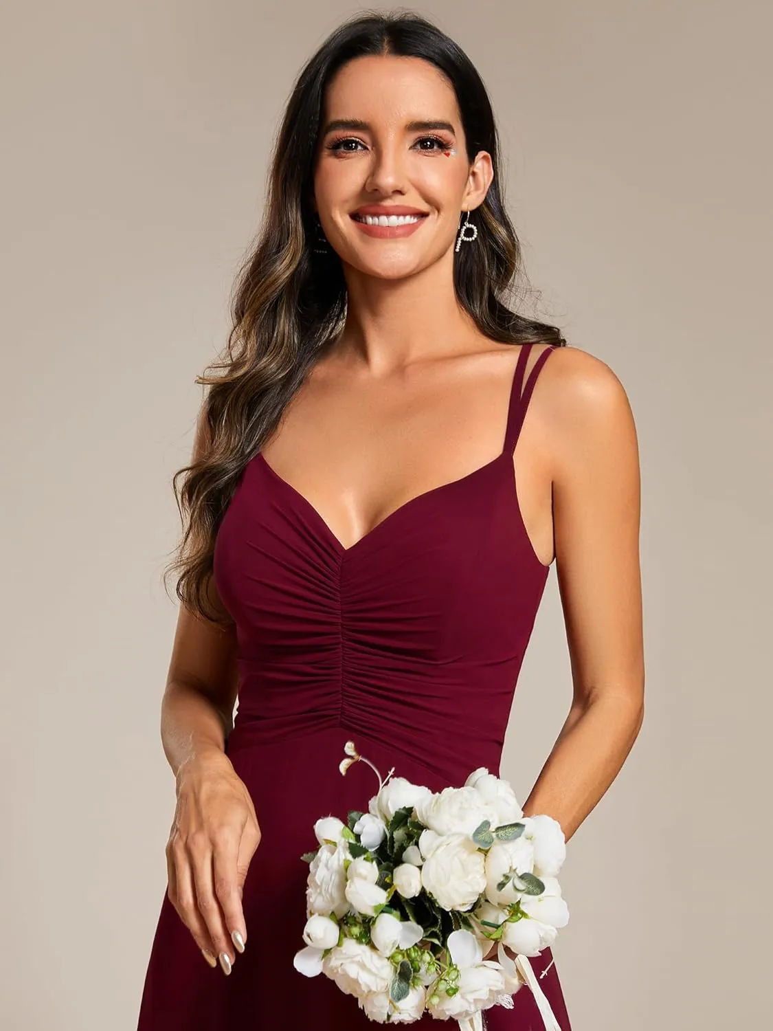 Ever-Pretty Women's Chiffon V-Neck Flowy Pleated Chiffon Spaghetti Straps Elegant Bridesmaid Dresses S0021