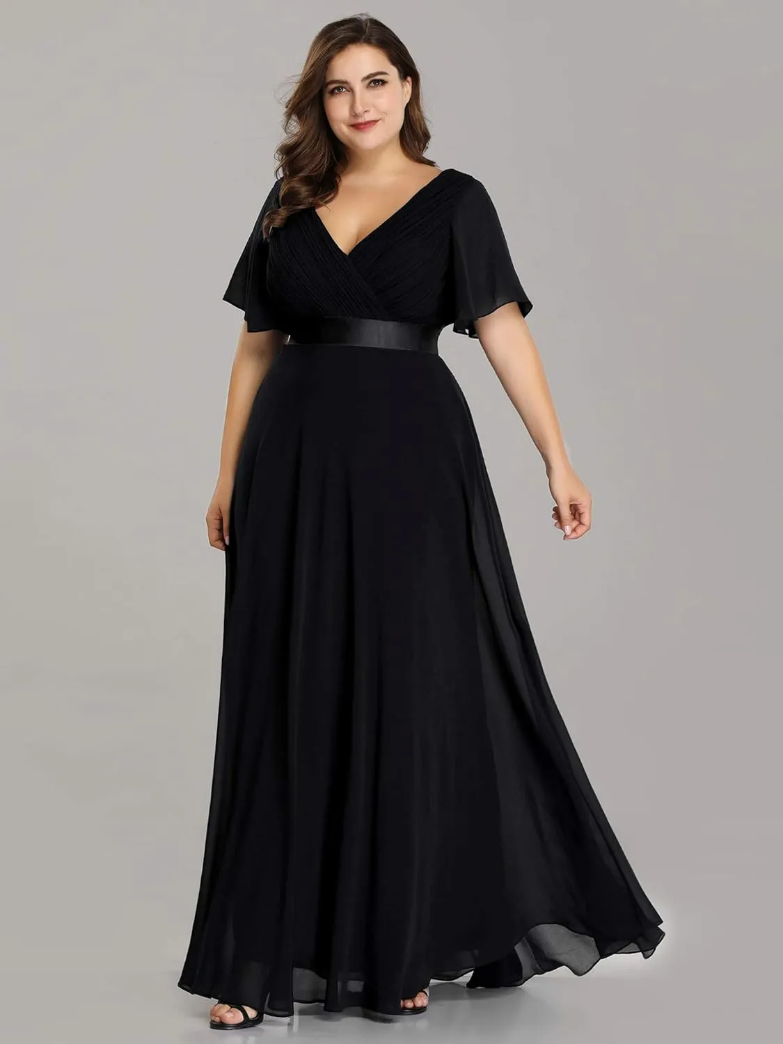 Ever-Pretty Women's Double V-Neck Chiffon Formal Dresses Plus Size Bridesmaid Dress 09890-DA