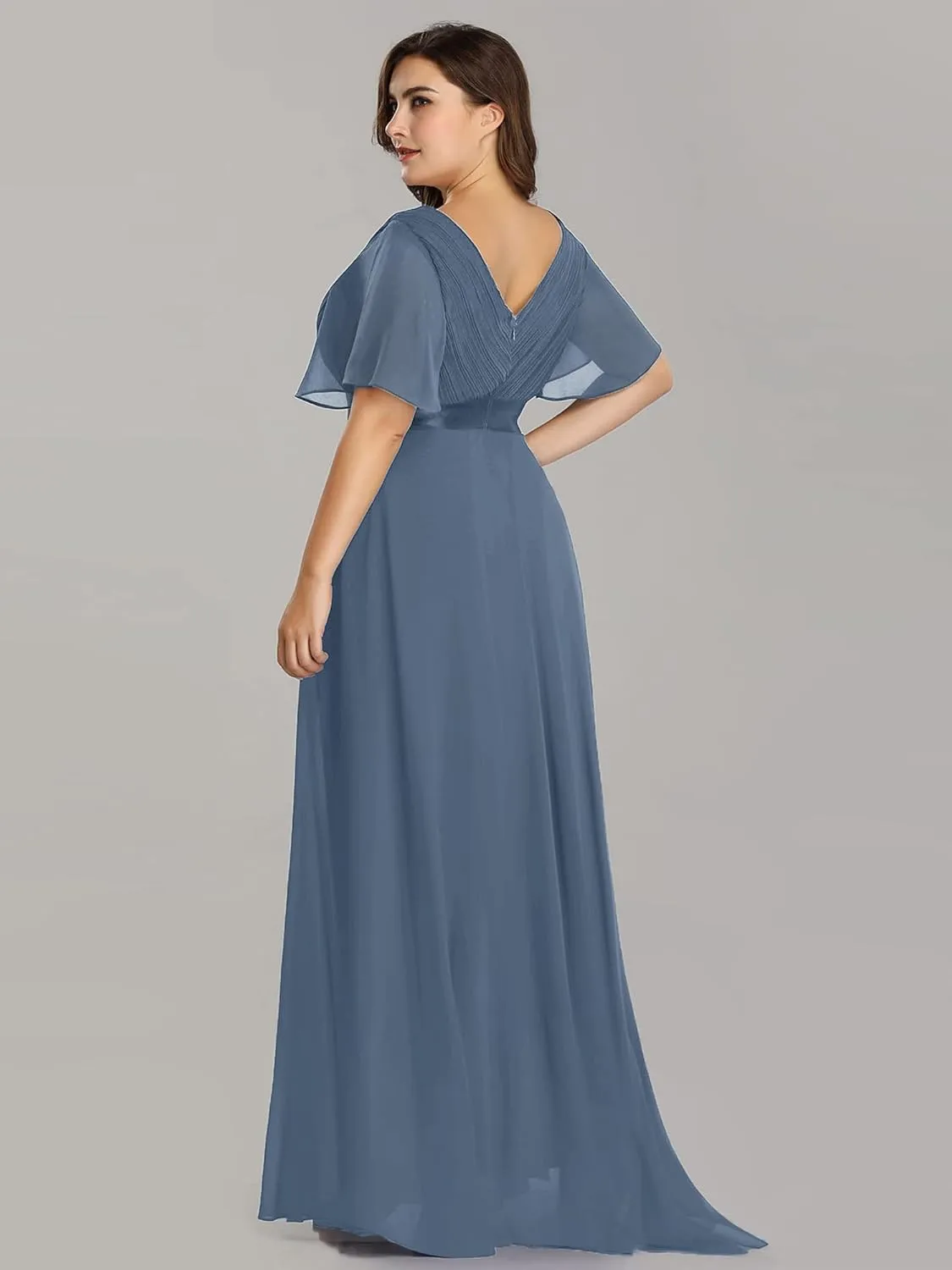 Ever-Pretty Women's Double V-Neck Chiffon Formal Dresses Plus Size Bridesmaid Dress 09890-DA