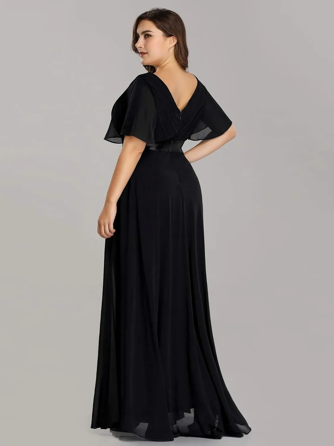 Ever-Pretty Women's Double V-Neck Chiffon Formal Dresses Plus Size Bridesmaid Dress 09890-DA