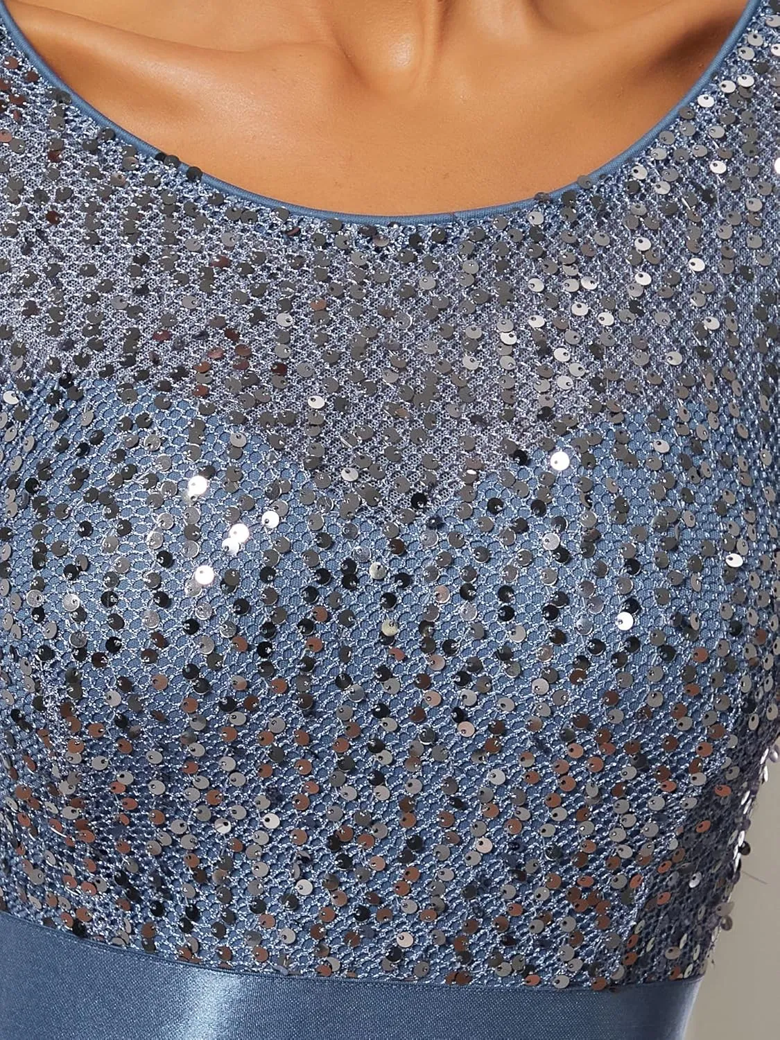 Ever-Pretty Women's Elegant A Line Crew Neck Half Sleeve Sequin Maxi Evening Dress 00683