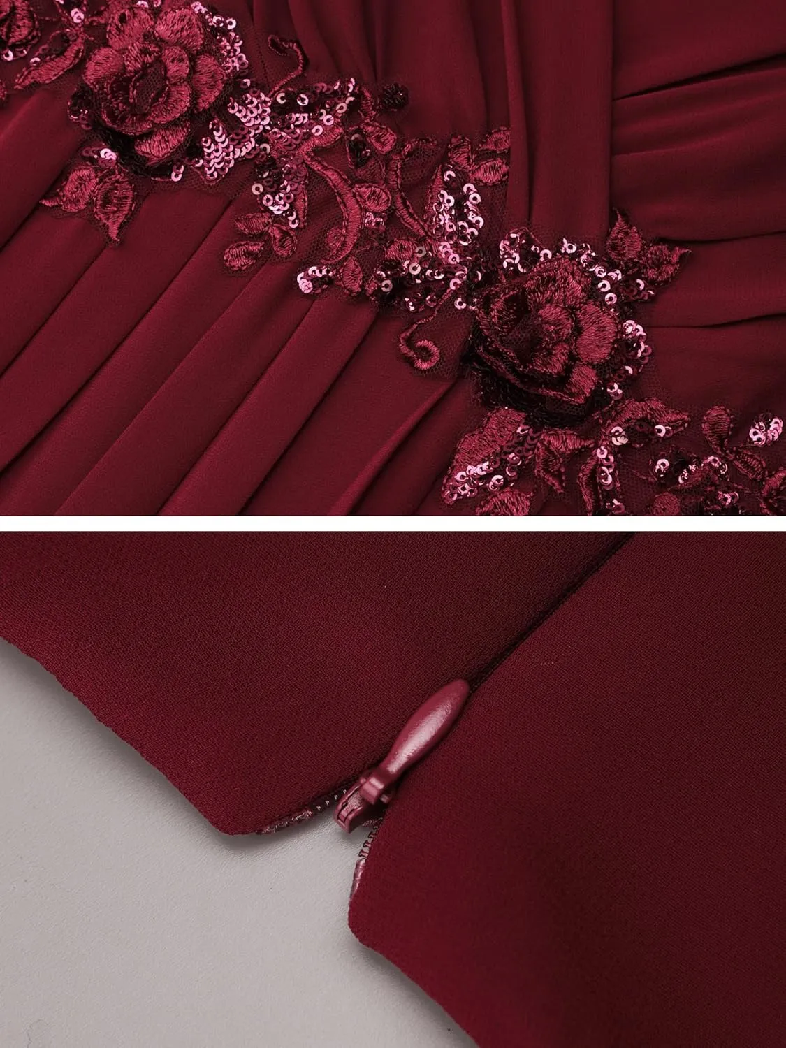 Ever-Pretty Women's Sexy Sleeveless V Neck Appliques Waist Ruched Formal Gowns