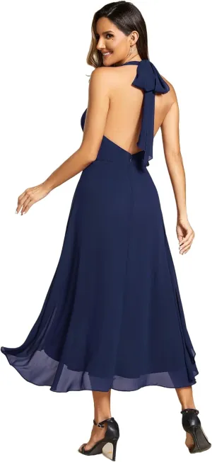 Ever-Pretty Women's Summer Dresses Halter Neck High Low Hem Chiffon Wedding Guest Dress 11926