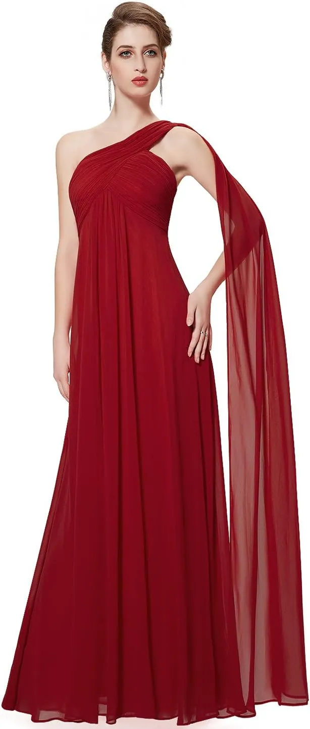 Ever-Pretty Women's Summer One-Shoulder Empire Waist Chiffon Pleated Maxi Formal Dress 09816