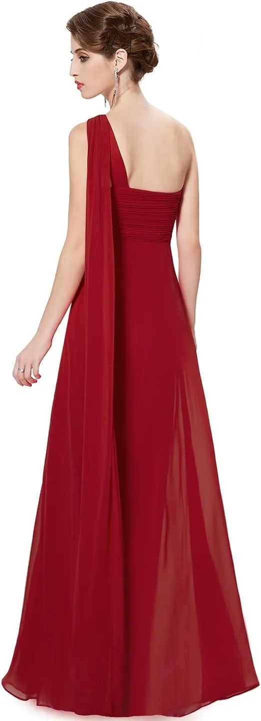 Ever-Pretty Women's Summer One-Shoulder Empire Waist Chiffon Pleated Maxi Formal Dress 09816