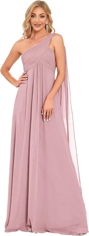 Ever-Pretty Women's Summer One-Shoulder Empire Waist Chiffon Pleated Maxi Formal Dress 09816