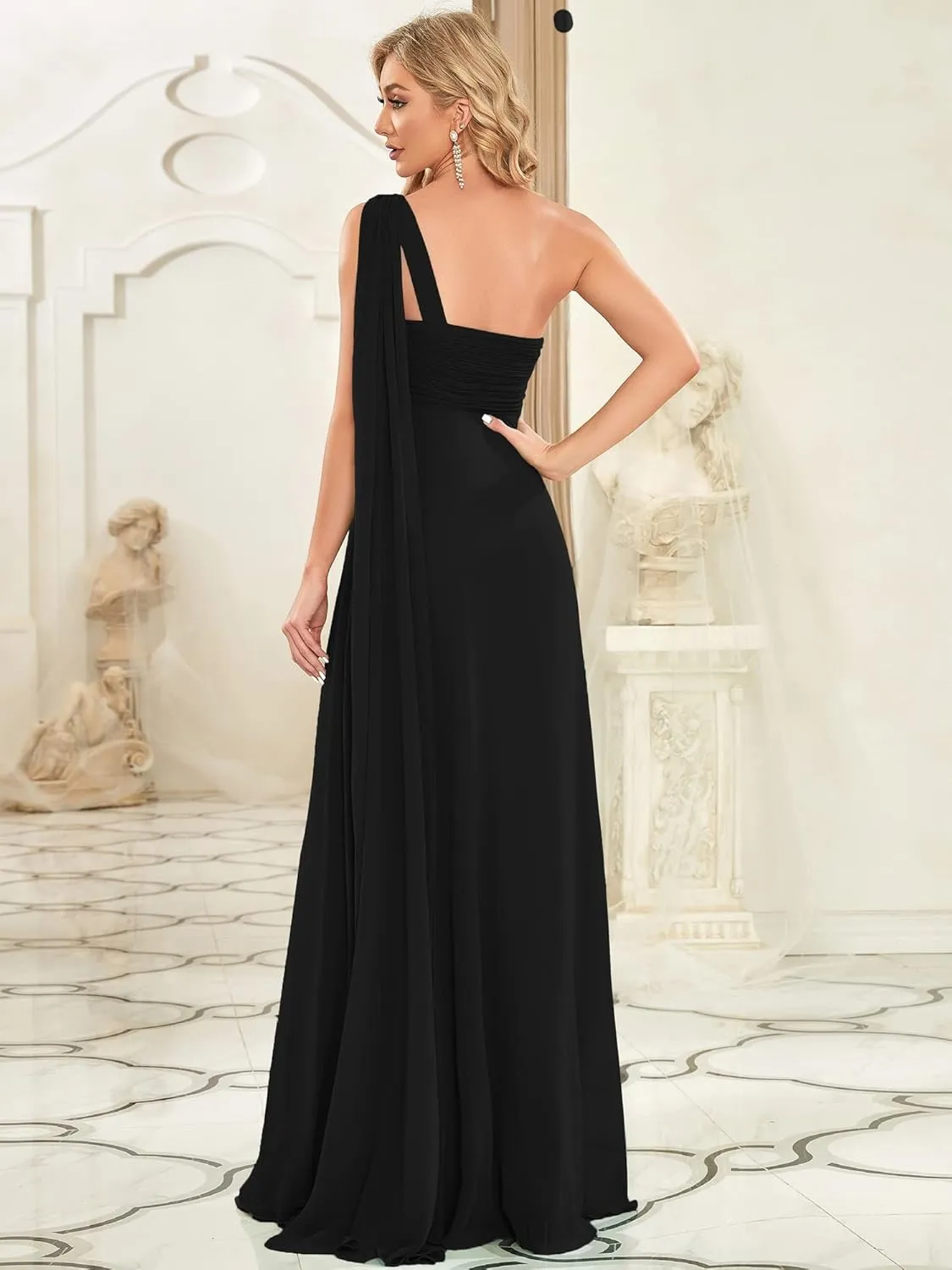 Ever-Pretty Women's Summer One-Shoulder Empire Waist Chiffon Pleated Maxi Formal Dress 09816