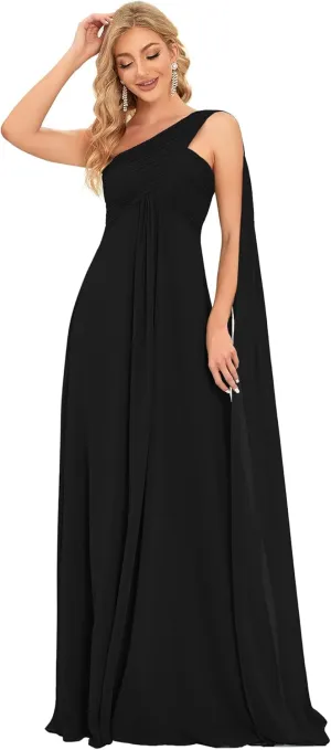 Ever-Pretty Women's Summer One-Shoulder Empire Waist Chiffon Pleated Maxi Formal Dress 09816