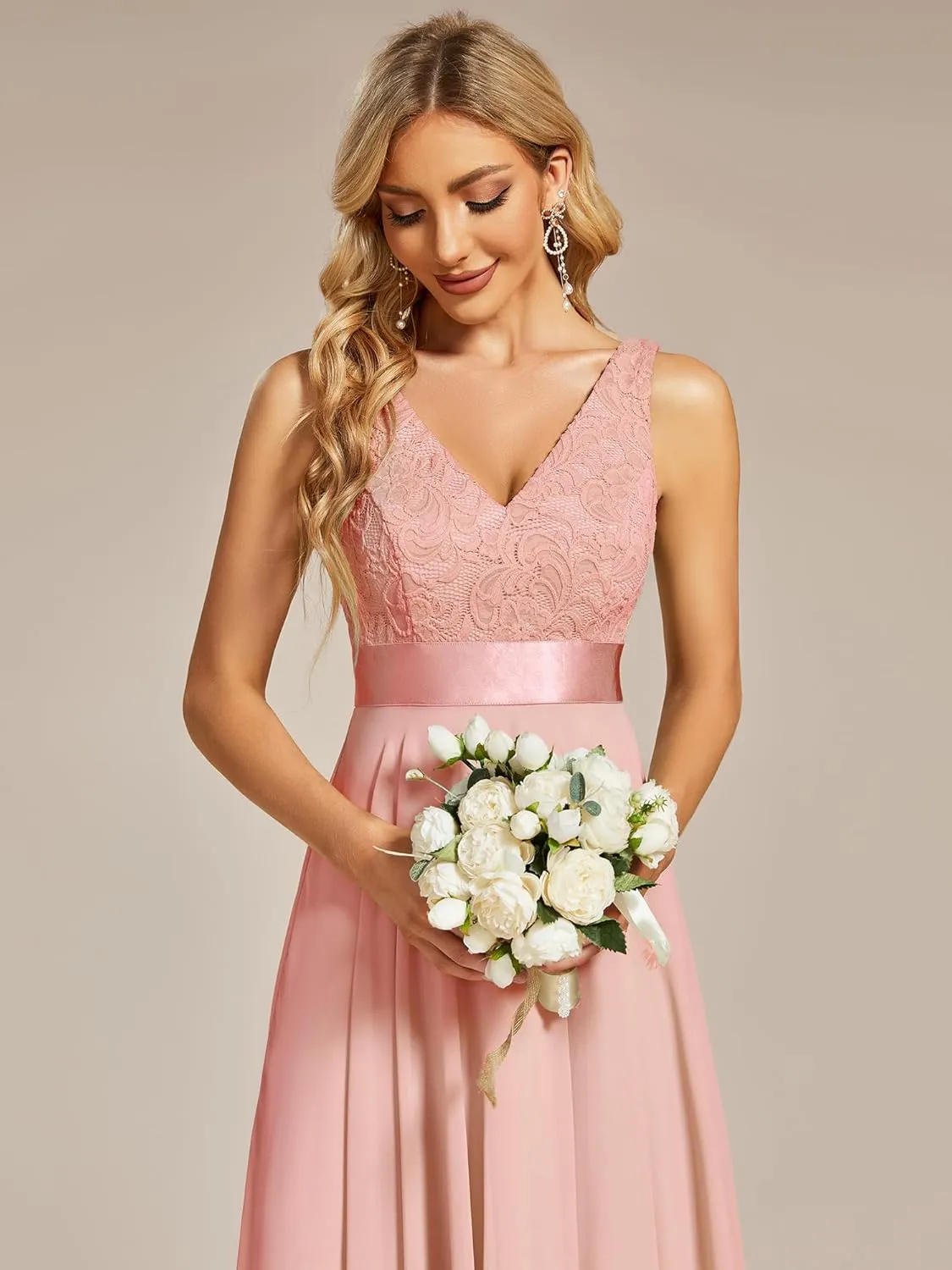 Ever-Pretty Women's Vintage V Neck Irregular Hem Lace A Line Chiffon Cocktail Dresses 00207