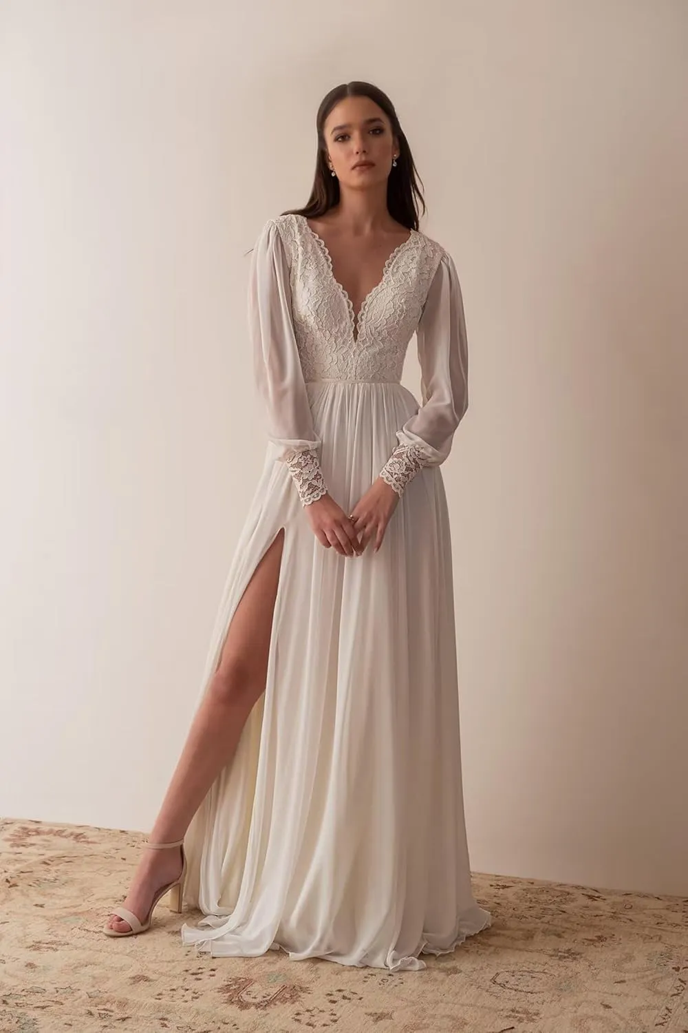 Fair Lady Wedding Dresses for Bride 2025 V Neck Beaded Straps Lace Appliques Bridal Gown for Women