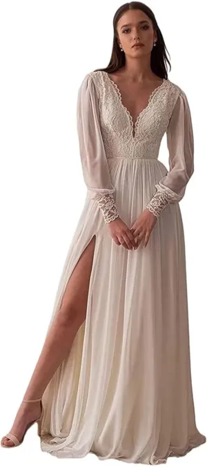 Fair Lady Wedding Dresses for Bride 2025 V Neck Beaded Straps Lace Appliques Bridal Gown for Women