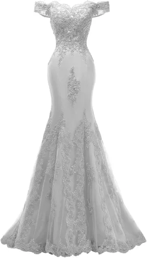 Fanao Off Shoulder Mermaid Evening Prom Dresses Long Appliqued Beadedformal Gown for Women PM39