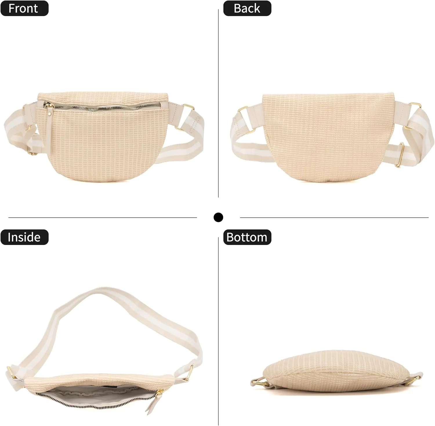 Fanny Packs for Women Embossed Lightweight Waist Pack Zipper Crossbody Belt Bag Sport Pack for Running Hiking Travel Workout