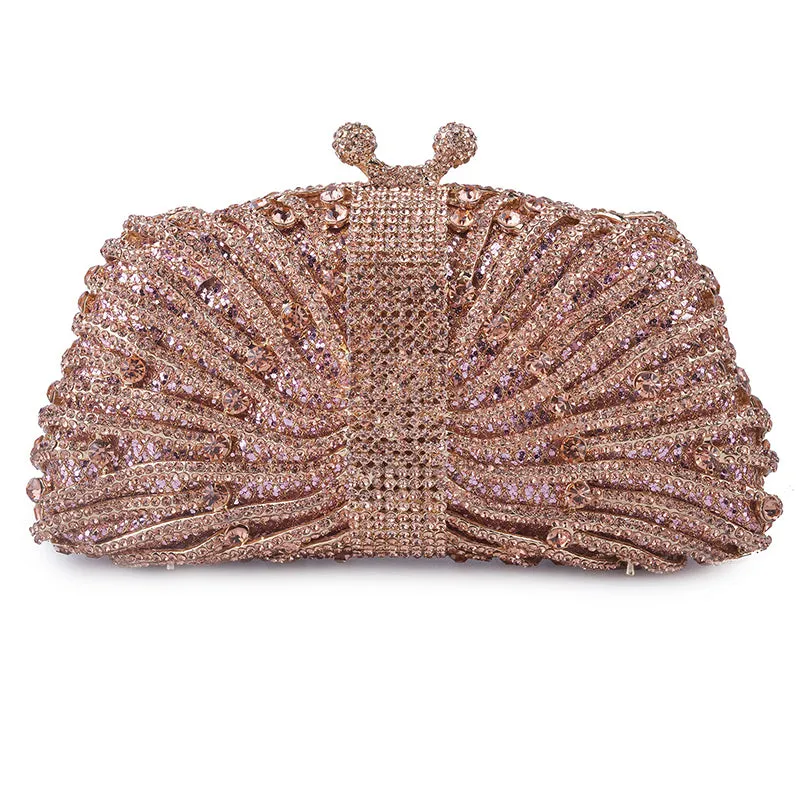 Fashion Champagne/Blue/Gold Crystal Handbags