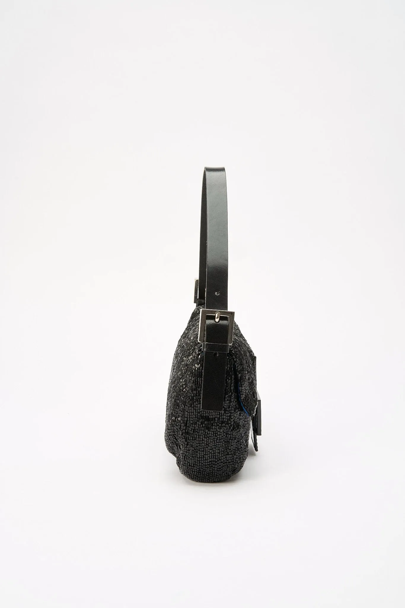Fendi Black Sequin Beaded Baguette Bag with Box
