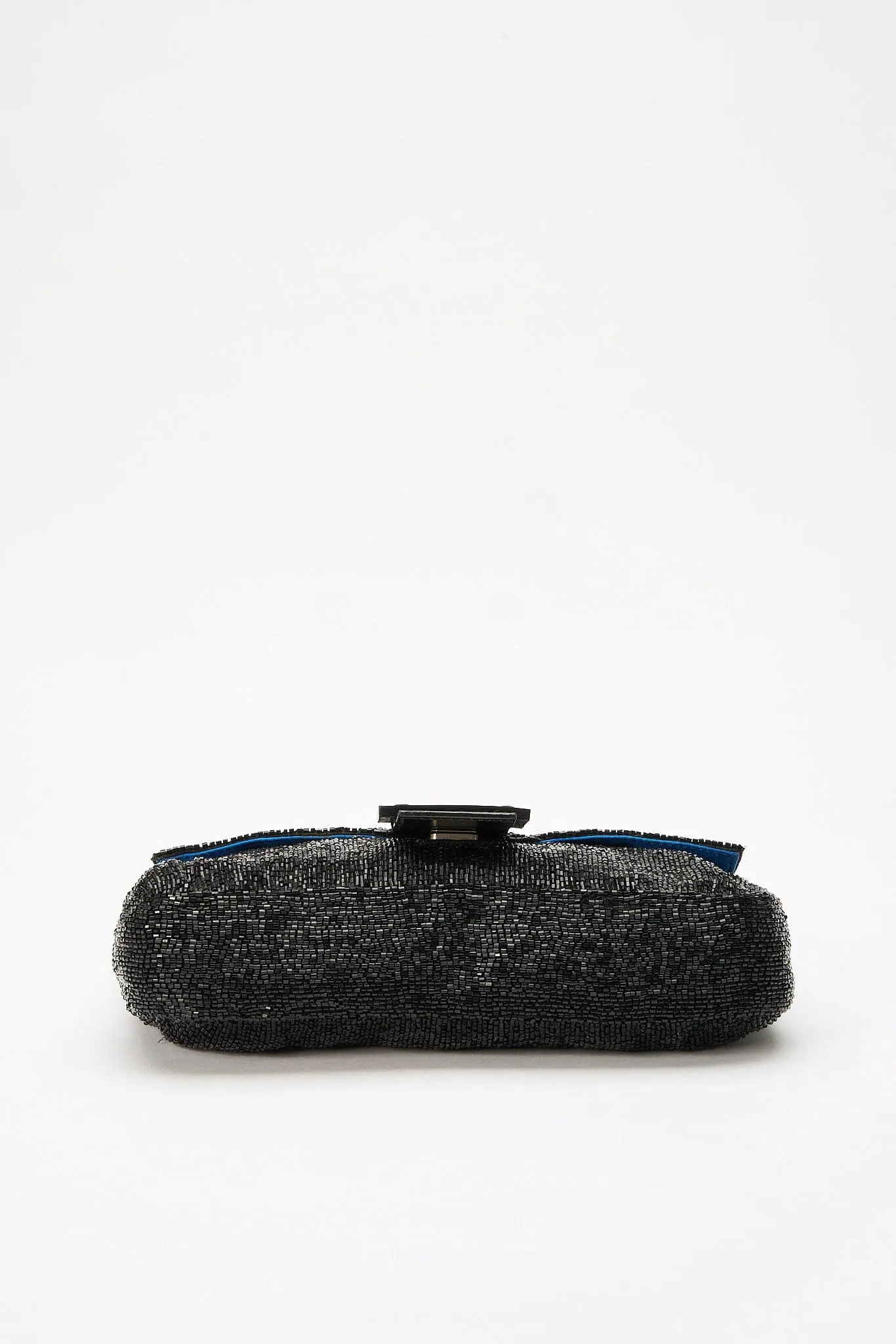 Fendi Black Sequin Beaded Baguette Bag with Box