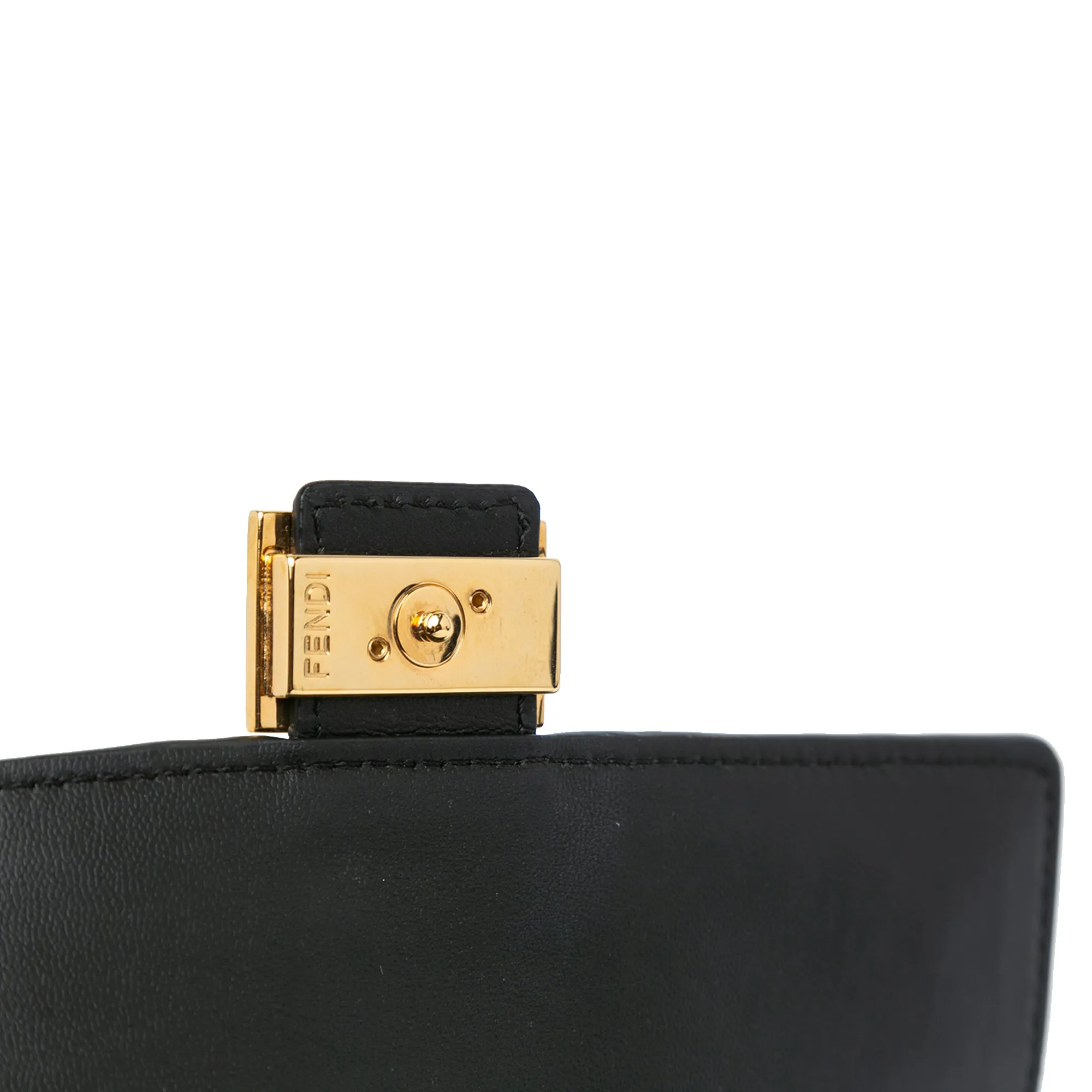 Fendi Black Zucca Embossed Leather Wallet On Chain