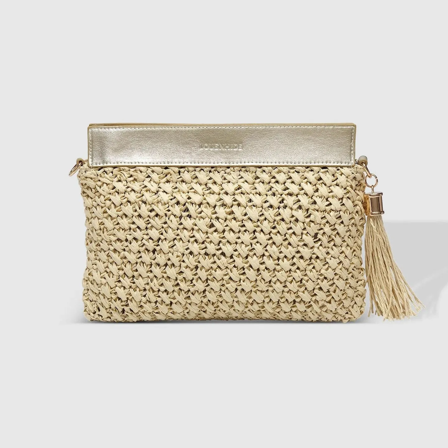 Fern Raffia Clutch Champagne