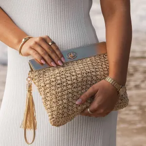 Fern Raffia Clutch Champagne