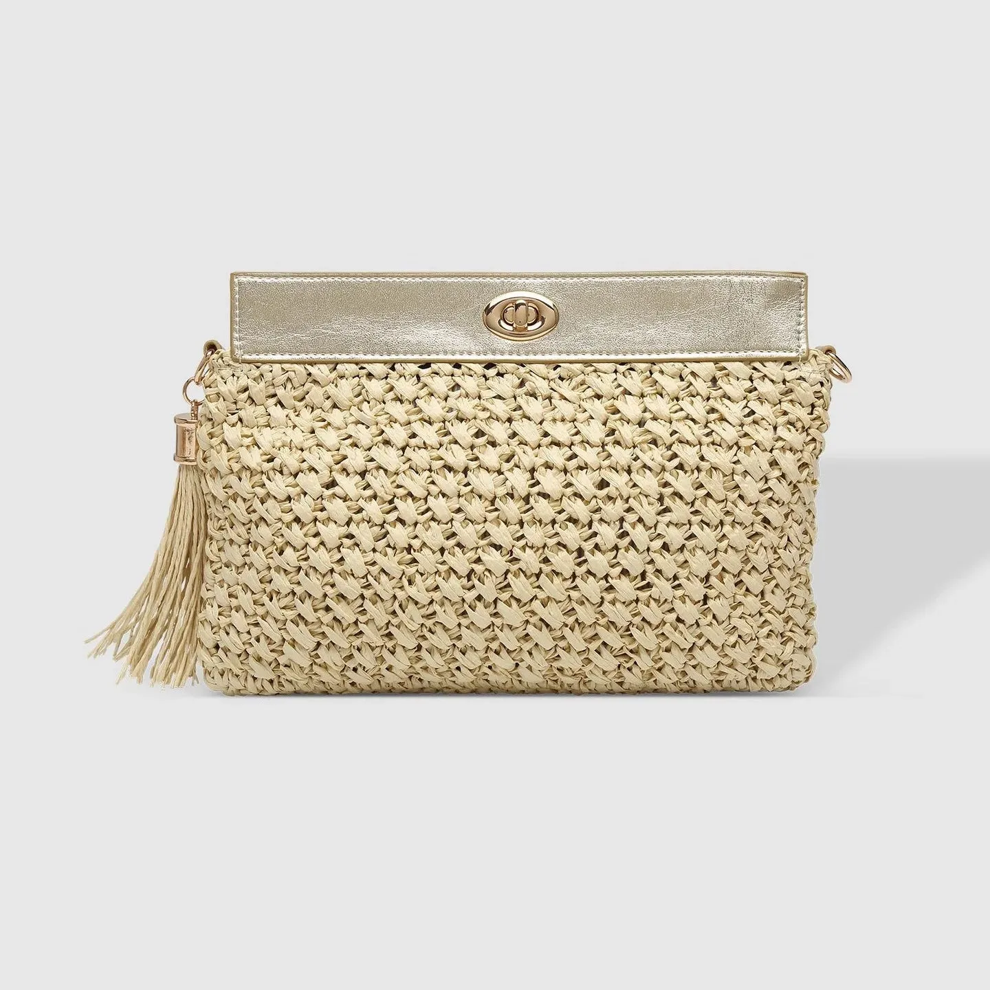 Fern Raffia Clutch Champagne