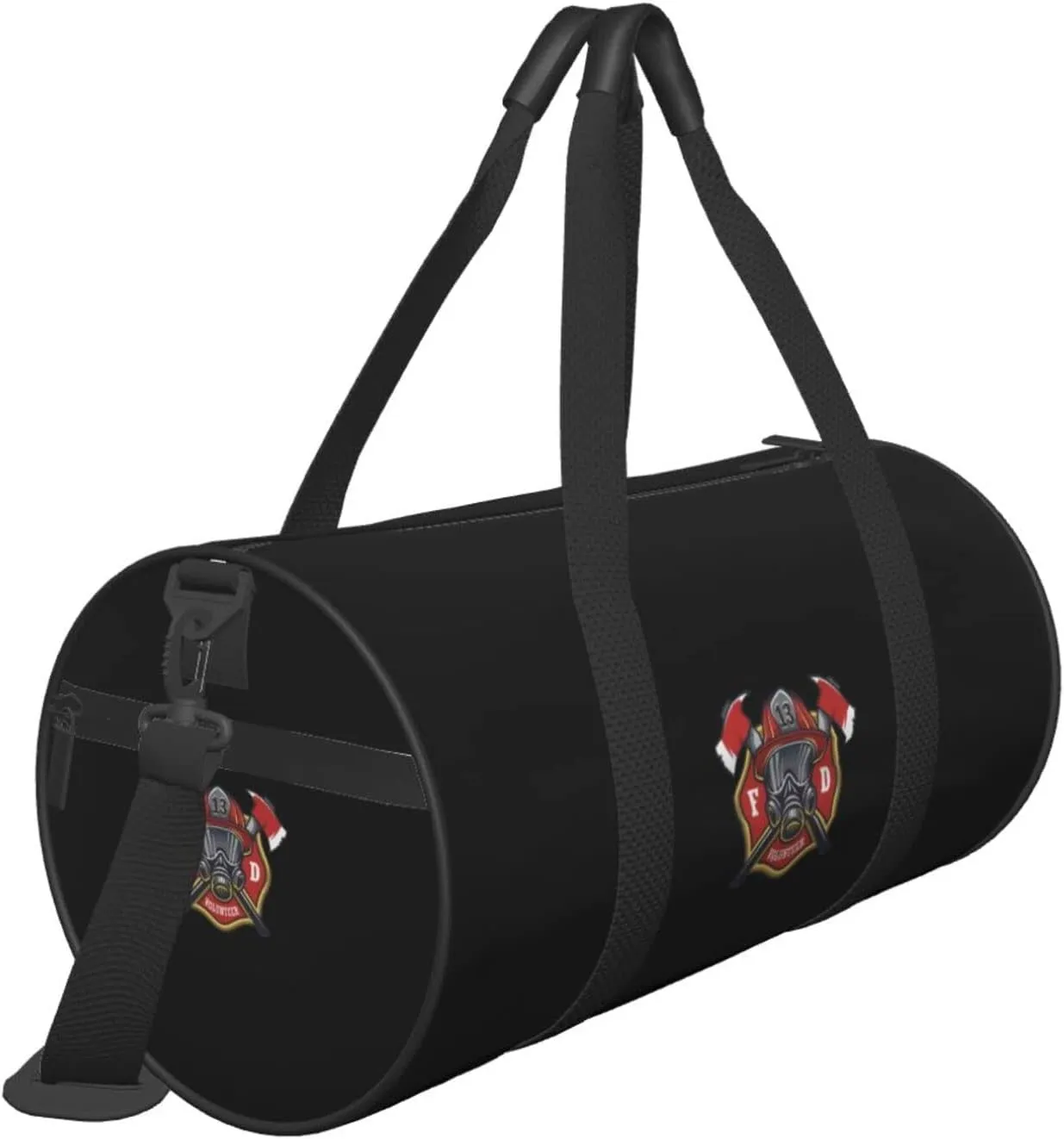 Firefighter Travel Luggage Duffel Bag Sports Rolling Foldable Duffel Bag, Black