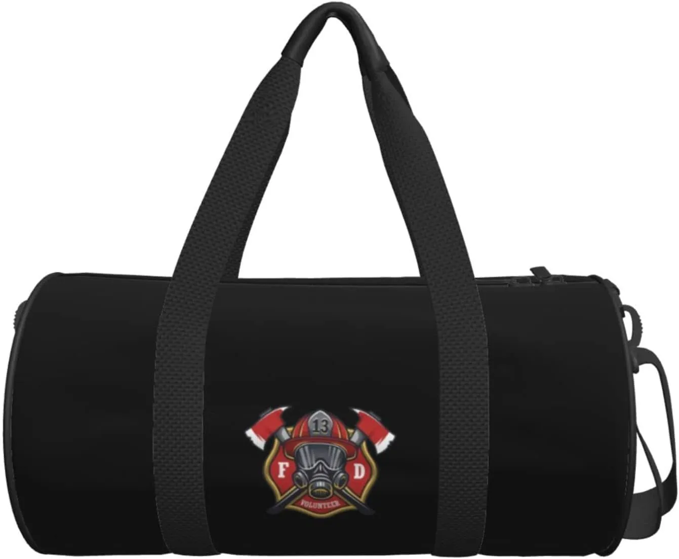 Firefighter Travel Luggage Duffel Bag Sports Rolling Foldable Duffel Bag, Black