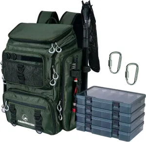 Fishing Backpack with Rod Holders,900D Oxford Water-Resistant Fishing Gear,42L Large Storage Tackle Bag for Men