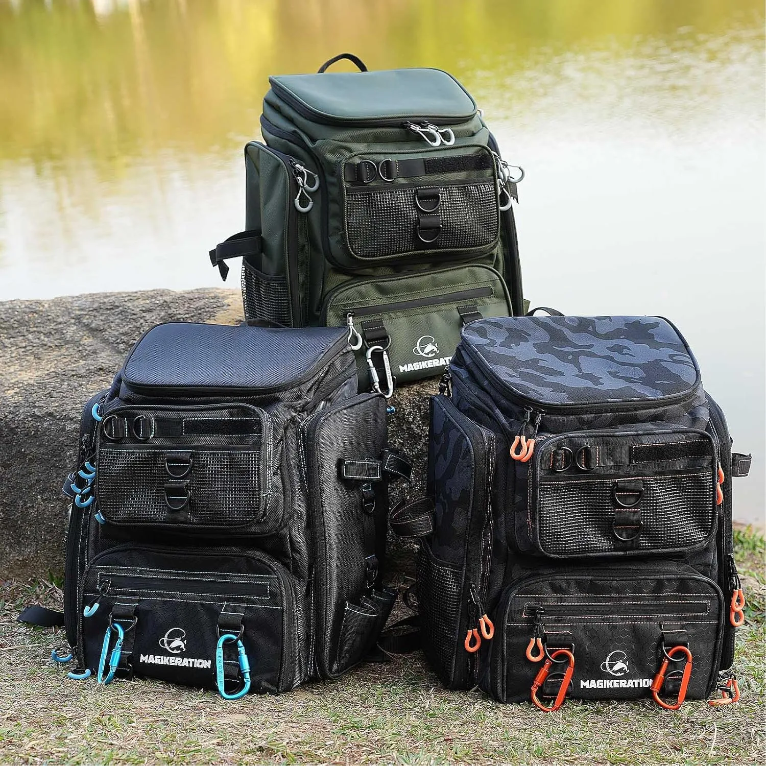 Fishing Backpack with Rod Holders,900D Oxford Water-Resistant Fishing Gear,42L Large Storage Tackle Bag for Men