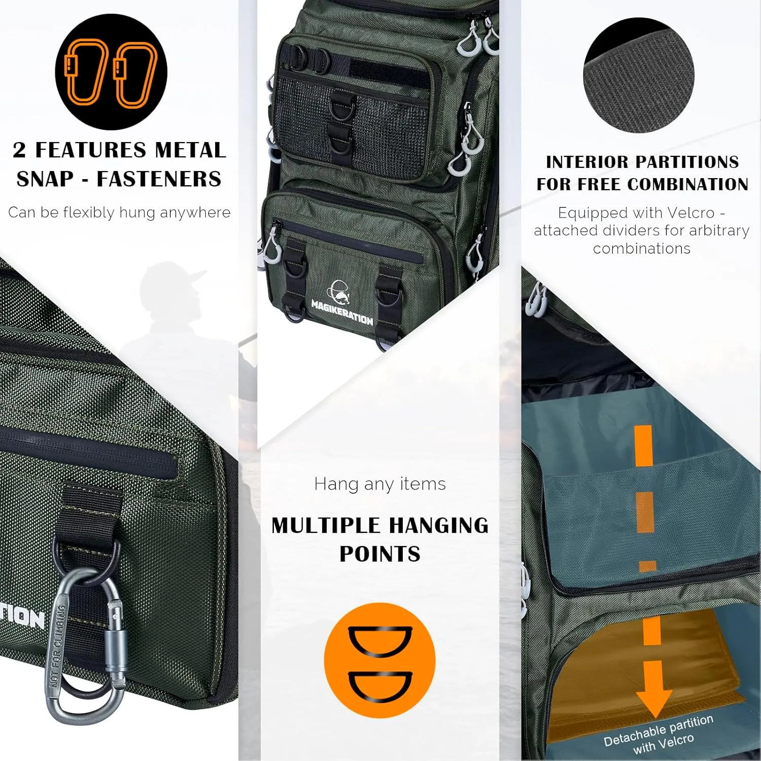 Fishing Backpack with Rod Holders,900D Oxford Water-Resistant Fishing Gear,42L Large Storage Tackle Bag for Men