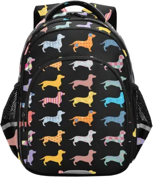 Fisyme Dogs Dachshund Backpack Laptop Back Pack Daycare Bag Bookbag Travel School Backpacks Medium