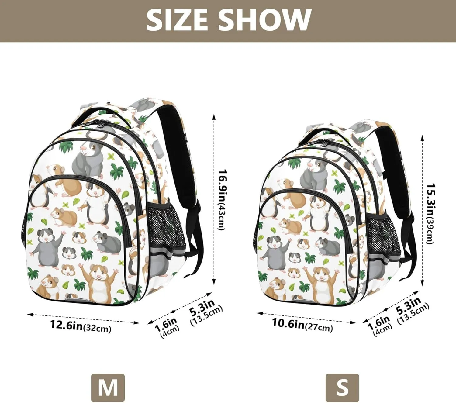 Fisyme Funny Guinea Pigs Backpack Laptop Back Pack Daycare Bag Bookbag Travel School Backpacks Small