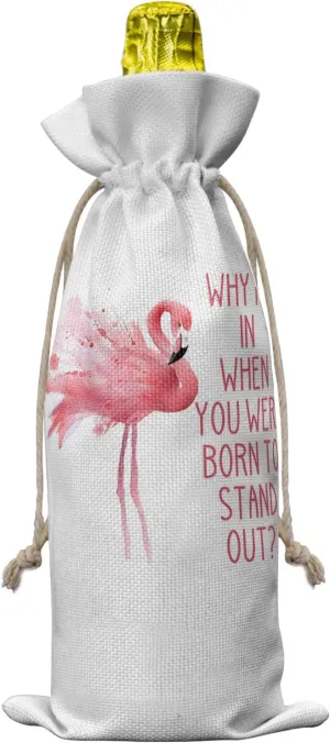 Flamingo Wine Bottle Bags Wine Bottle Cover with Drawstring, Pink Saint Valentine's Day Watercolor Gift Bag for Champagne, Wedding, Birthday, Party