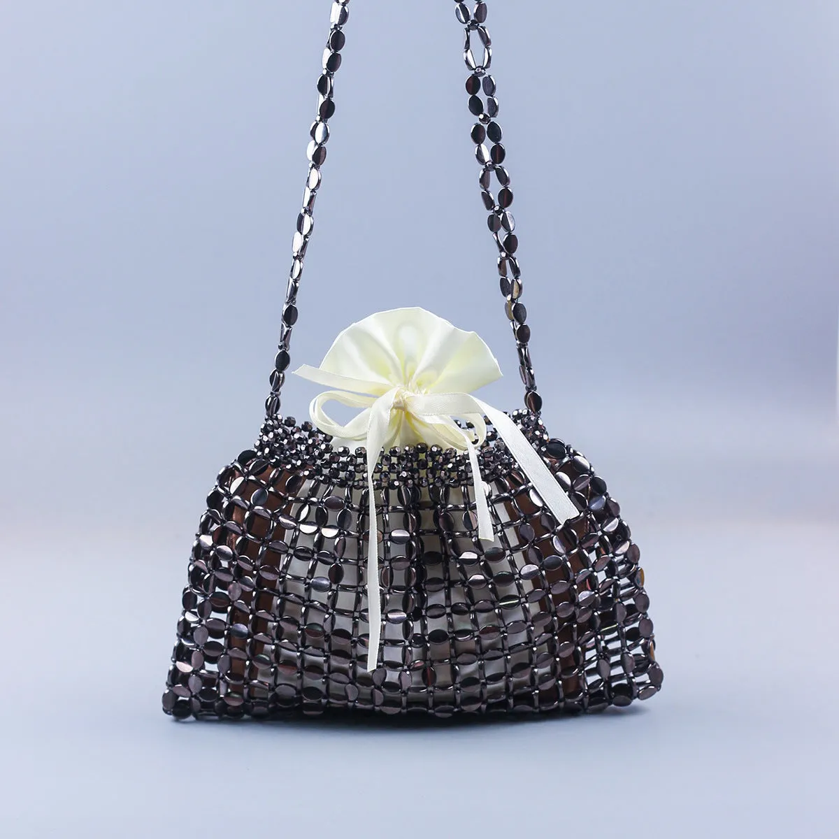 Flat Beads Beaded Weave Large Dumplings Shoulder Bags