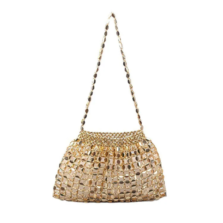 Flat Beads Beaded Weave Large Dumplings Shoulder Bags