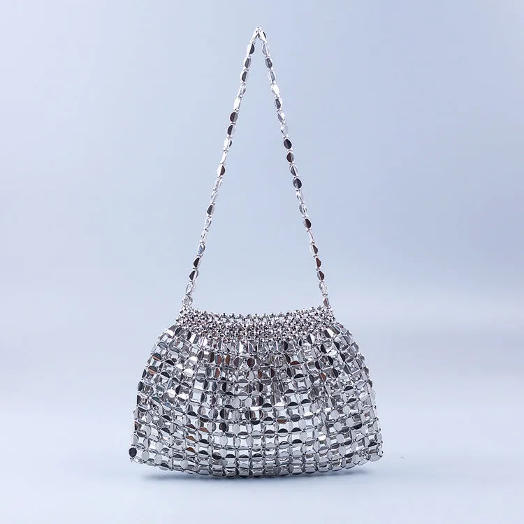 Flat Beads Beaded Weave Large Dumplings Shoulder Bags