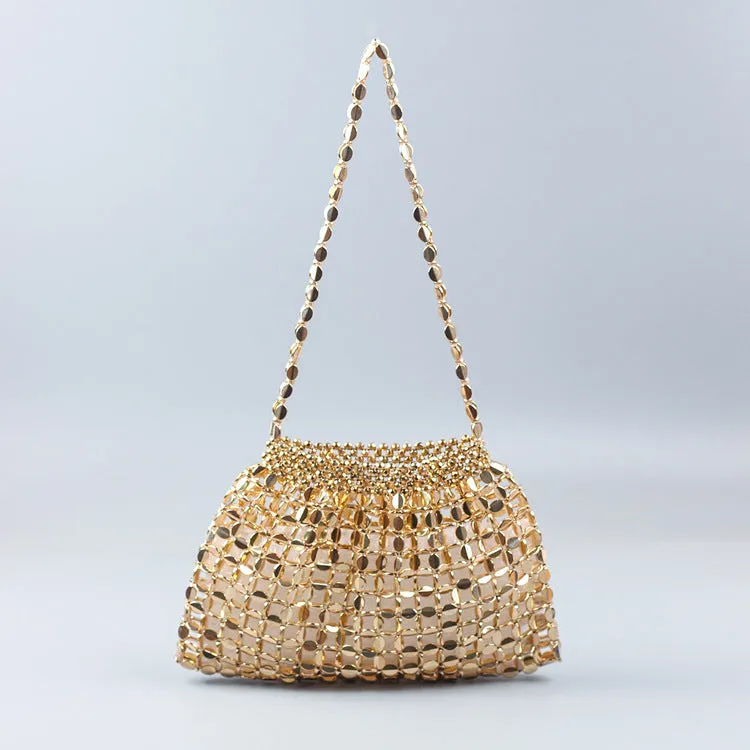 Flat Beads Beaded Weave Large Dumplings Shoulder Bags