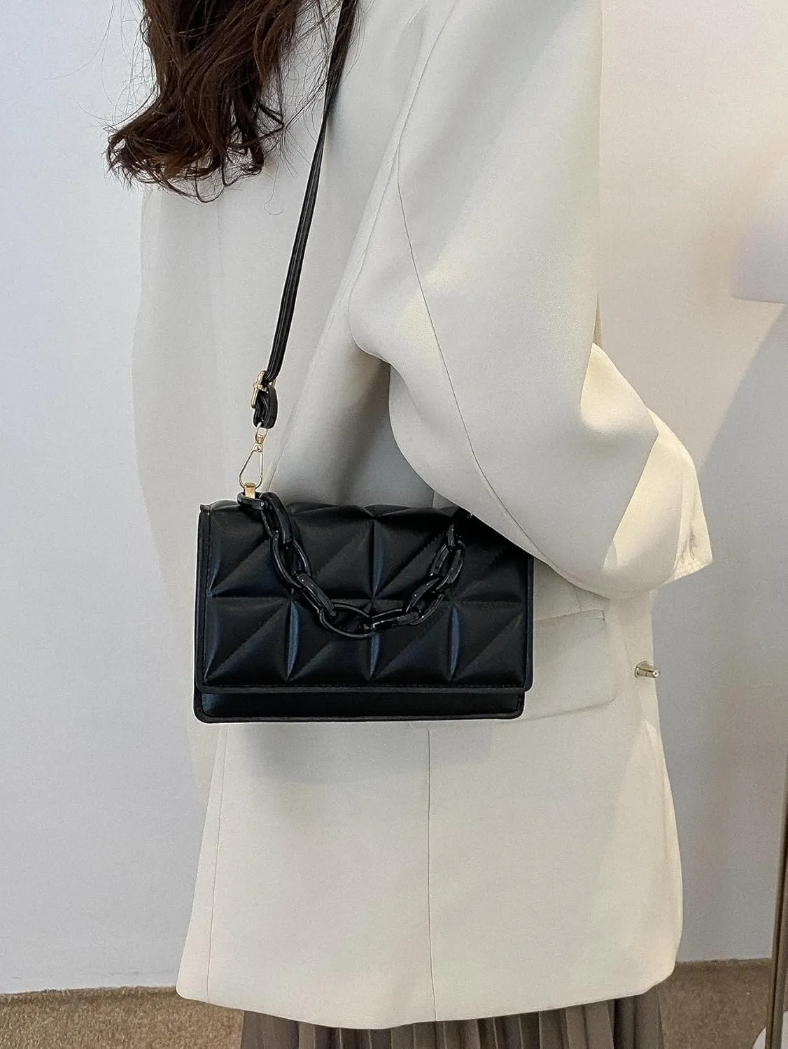 Floerns Women's Handbag Square Bag Embossed Pu Leather Cross Shoulder Purse Bag